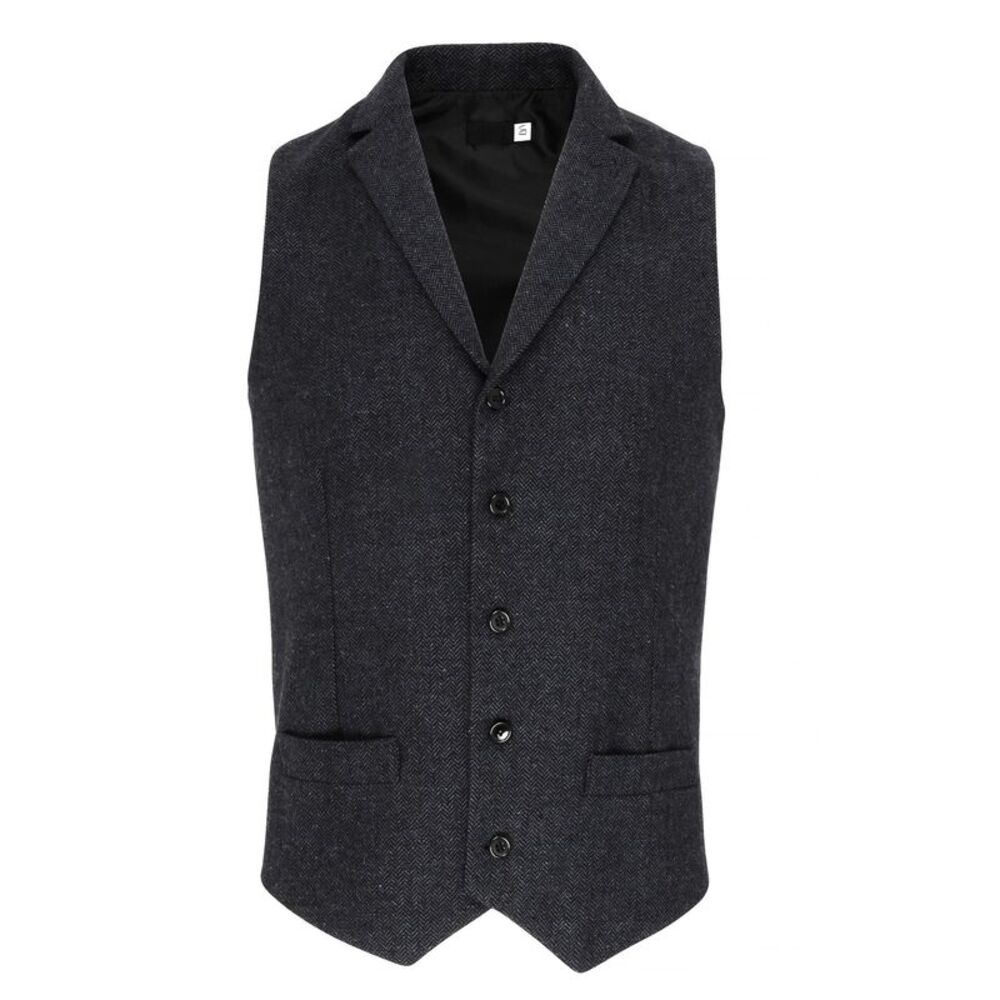 Premier Mens Herringbone Waistcoat / Dark Gray